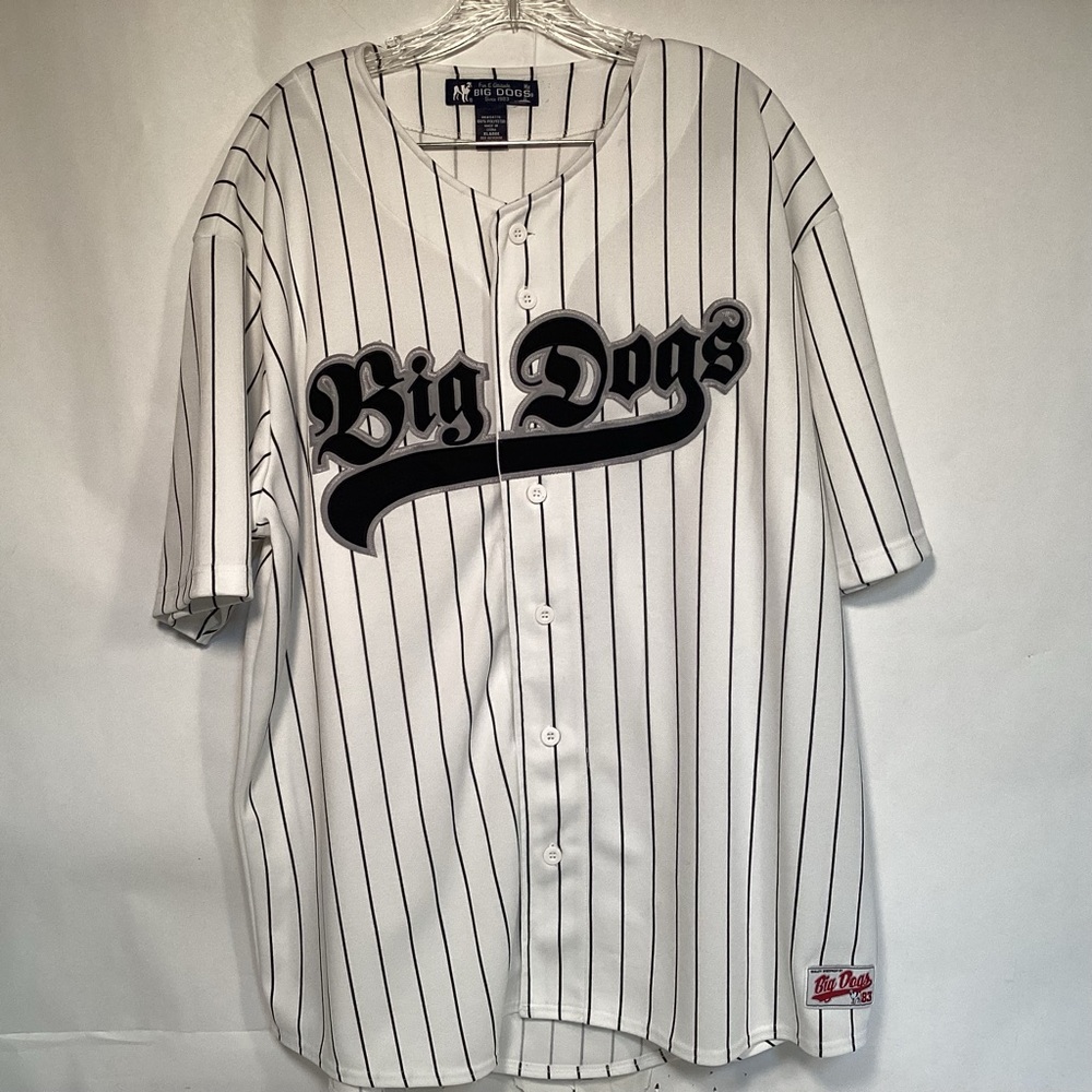 Big Dogs 83 Classic White With Black Pinstripe Baseball Jersey Men’s Size XL